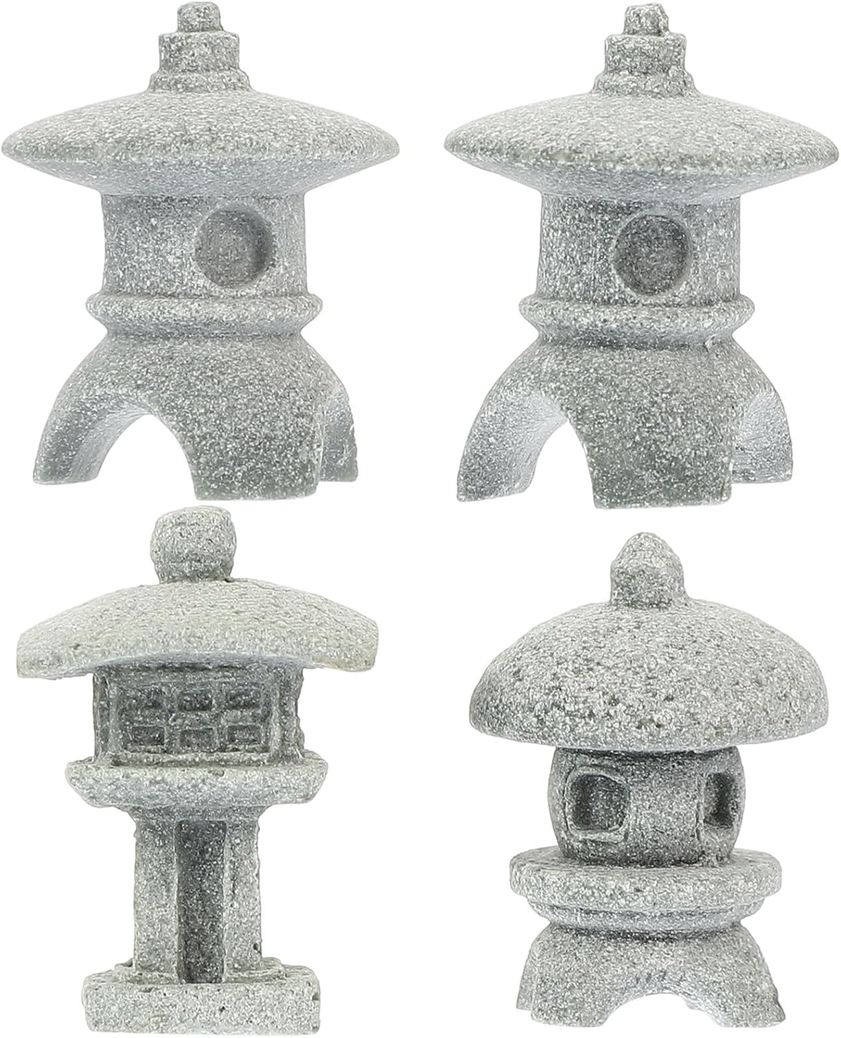 BESPORTBLE Miniature Stone Lantern Pagoda Japanese Style Pagoda Lantern Statue Mini Zen Garden Accessories for Aquarium Patio Micro Landscape Yard Bonsai Decoration 4Pcs