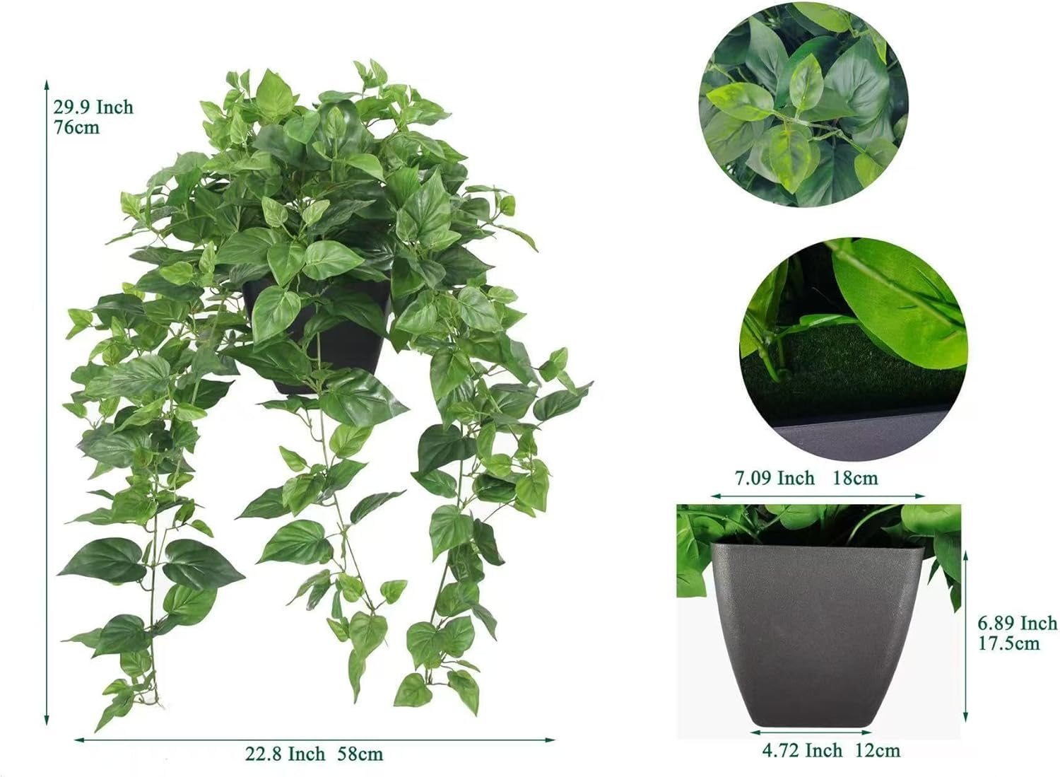 365 Blooming Decor Realistic Artificial Potted Pothos Ivy Plant(Devil's Ivy), Scindapsus Aureus, Premium Fake Plant for Home, Office Decor, 30" H x 22.8" W, //Weather-Resistant//Indoor&Outdoor