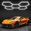 BRILLIHOOD Hexagon Garage Lights, LED Honeycomb Lights Ceiling, 192W, 23040LM, 6500K Super Bright, 5 Grid Systems Car Detailing Light for Garage Warehouse Workshop Basement Gym