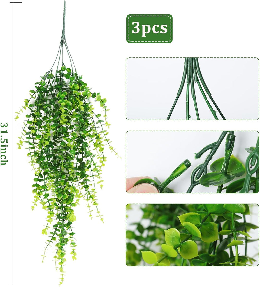 RECUTMS Hanging Money Plants Fake Outdoor Hanging Artificial Flower for Outdoors Hanging Basket Hanging Artificial Hanging Plants Plastic Plants Home Garden Wedding Party Decorations