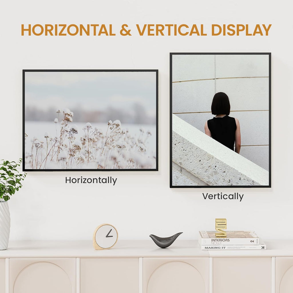 15x20 Aluminum Metal Picture Frame,Tempered Glass Black Photo Frame 15x20 for Family Photo,Posters,Art,Document to Wall Mount Horizontally or Vertically