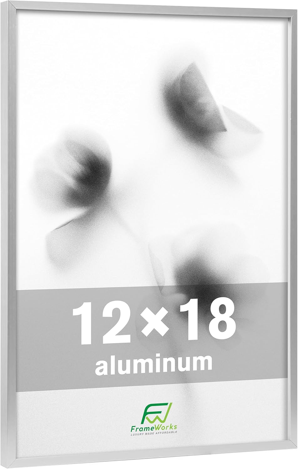 FrameWorks 12x18 Brushed Aluminum Poster Frames – Modern Brushed Metal Design w/Shatterproof Plexiglass, Perfect for Posters, Artwork, Paintings, Wall Displays – Home or Office Decor, Silver - 1 Pack