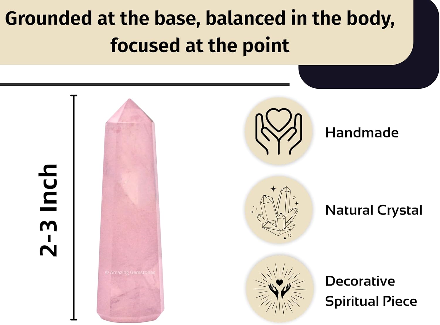 Amazing Gemstone Rose Quartz Crystal Towers - Natural Healing Crystal Point Obelisk for Reiki Healing and Crystal Grid (2 Inch to 3 Inch)