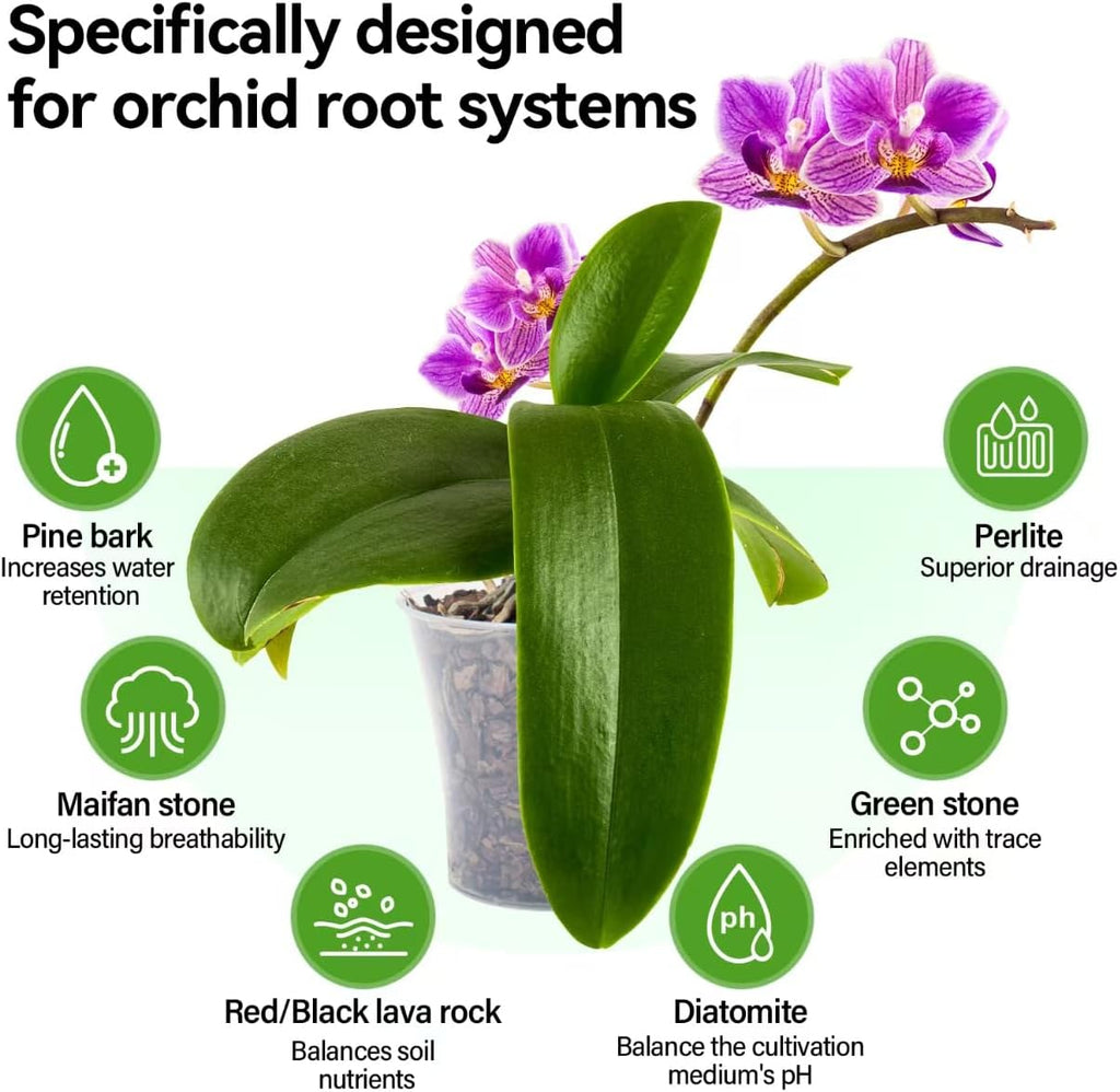 Orchid Bark Potting Mix with Pine Bark and Perlite, Fast Draining Orchid Soil for Healthy Roots, Ideal for Repotting Orchid and Orchid Bark for Indoor Plants (2 Quarts)