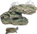 kathson Turtle Basking Platform Floating Turtle Dock Baby Tortoise Climbing Ramp Shale Reptiles Dock Resting Terrace Stone Aquarium Ornament for Frogs Newts (Green Size:8.2”Lx3.3”Wx3.1”H)