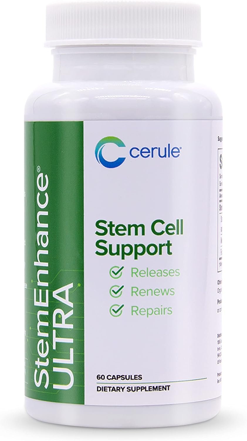 Cerule StemEnhance Ultra Natural Stem Cell Support Supplement – Freshwater Microalgae and Marine Macroalgae Extracts for Cellular Renewal, Immune Function, Energy, and Tissue Recovery – 60 Capsules