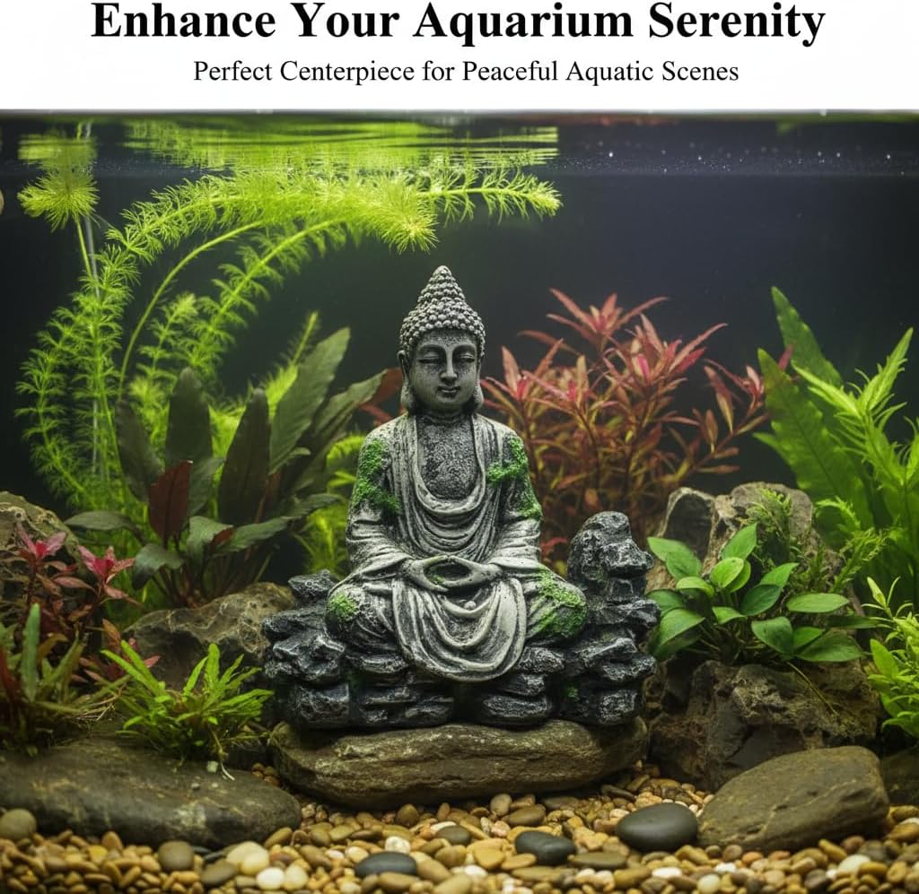 Buddha Meditation Budda Sculpture Decoration for Fish Tanks, Aquarium Decorations, Zen Garden Bonsai Decorations