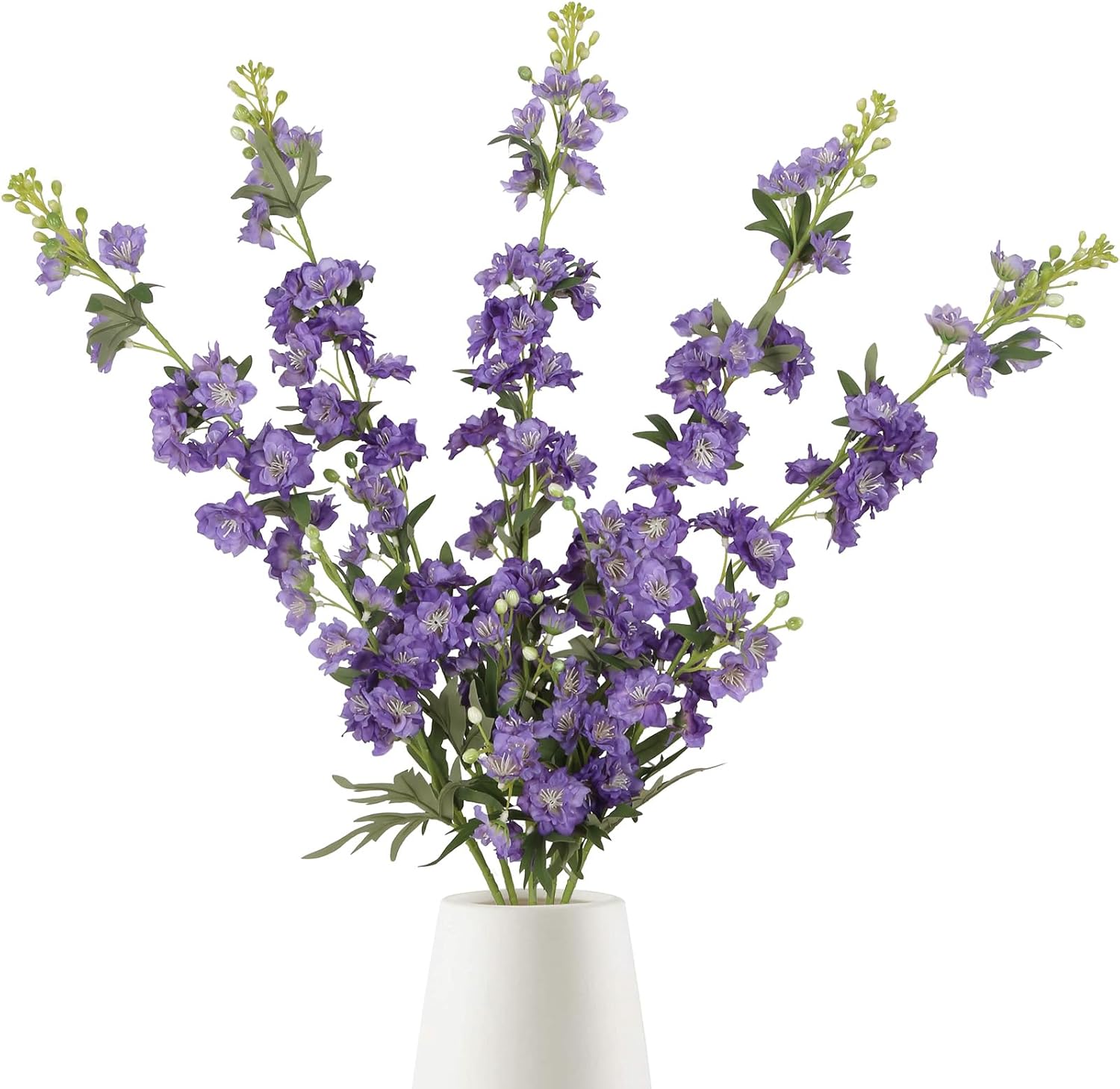 IPOPU Purple Artificial Flowers Faux Delphinium 5PCS Silk Flowers with Stems 28.3" Realistic Larkspur Fake Flowers for Wedding Centerpieces Home Tables Party Decor (Purple)