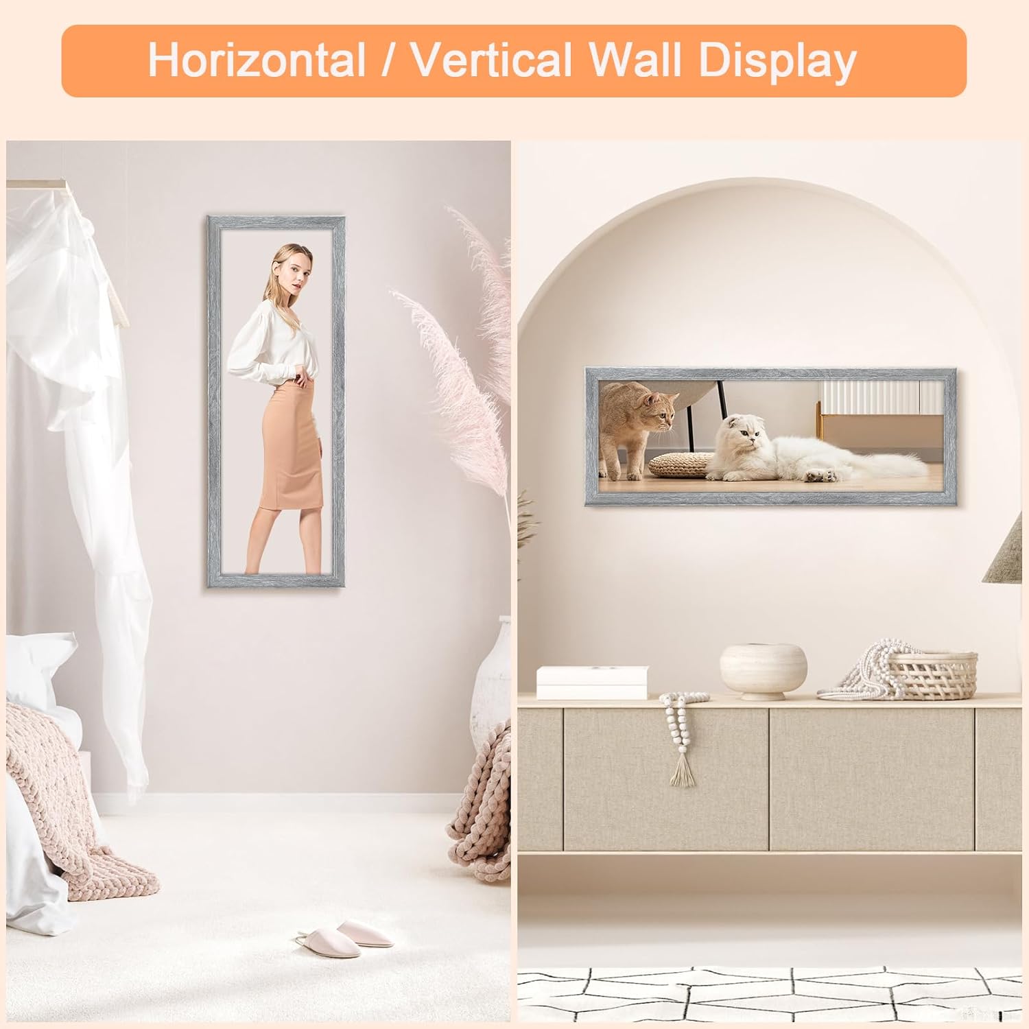 10x30 Wood Frame Gray, Rustic Natural Grey Wooden 30x10in Poster Picture Frame, Distressed 10 x 30inch Woodgrain Gallery Photo Frame with HD Plexiglass, Horizontal Vertical Wall Mounting Display 1pcs