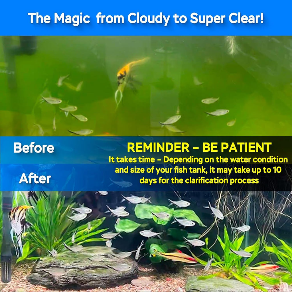 Aquarium U-V Light, Al-gae Clean Light for Fish Tank, Green Water Clean Lamp with Timer, Amphibian Aquarium U-V Lamp for in-Line and in-Tank Use, for 20-40 Gallons Fish Tanks(6W)