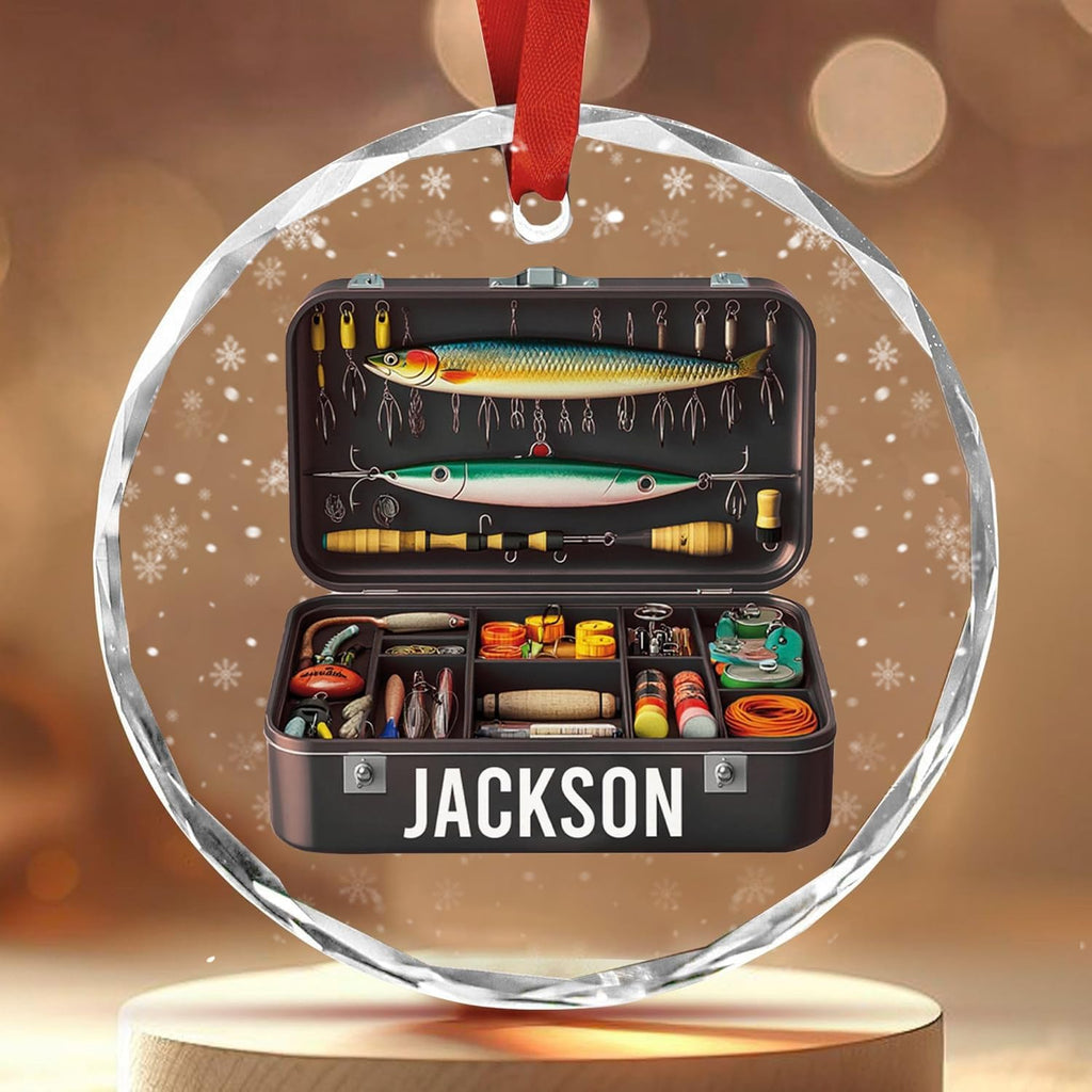 Custom Fishing Tackle Box Ornament, Fisherman 2D Ornament, Dad Fishing Christmas Ornaments, Custom Ornaments for Him, Personalized Gifts for Him, Christmas Hanging Decor 02