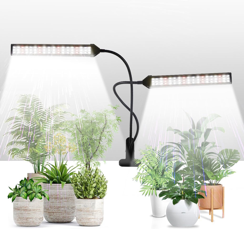 GHodec Grow Light LED Gooseneck Lamp,6500K 80W Full Spectrum 144 LED Plant Lamp Clip-on Desk for Indoor Plants Growing, Timer Setting 4/8/12/18H & 5 Dimmable Levels