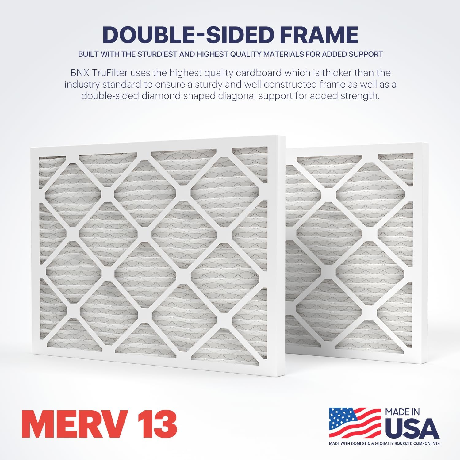 BNX TruFilter 24x30x1 Air Filter MERV 13 (4-Pack) - MADE IN USA - Electrostatic Pleated Air Conditioner HVAC AC Furnace Filters for Allergies, Pollen, Mold, Bacteria, Smoke, Allergen, MPR 1900 FPR 10