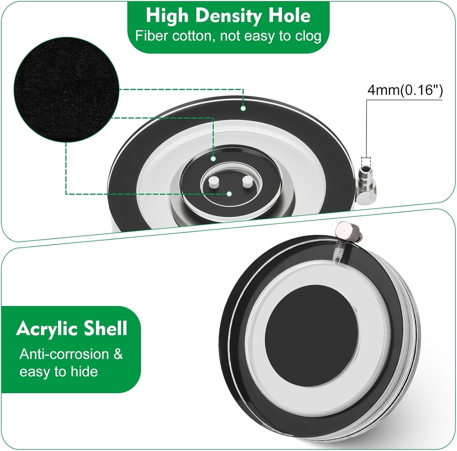 hygger Air Stones for Aquariums, Transparent Acrylic Fish Tank Bubbler Kit with Air Tube, Ultra Silent Bubble Stone Super-High Dissolved Oxygen Diffuser for Aquarium Fish Tank and Hydroponic