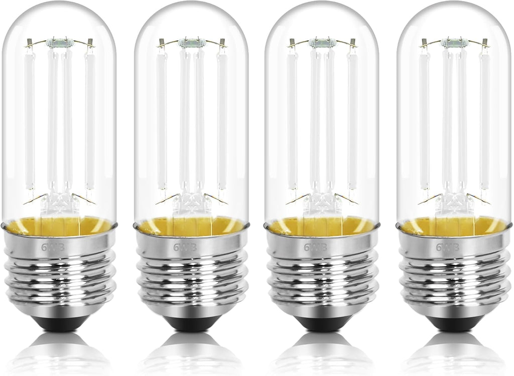 4 Pack 3.2 Inch T10 Blue Light Bulb, E26 Base Edison Bulbs Dimmable, AC 120V 60 Watt Equivalent Clear Glass Filament Bulb, Halloween Christmas Party Bar Colored Light Bulbs, UL Listed