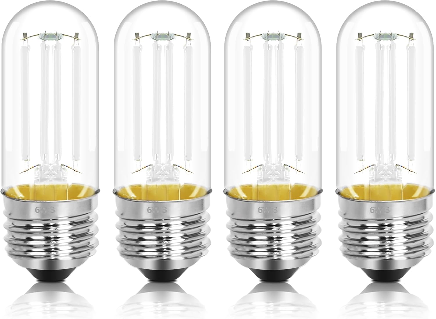 4 Pack 3.2 Inch T10 Blue Light Bulb, E26 Base Edison Bulbs Dimmable, AC 120V 60 Watt Equivalent Clear Glass Filament Bulb, Halloween Christmas Party Bar Colored Light Bulbs, UL Listed