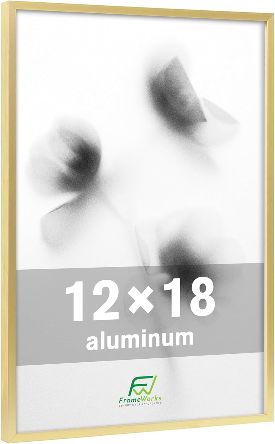 FrameWorks 12x18 Brushed Aluminum Poster Frames – Modern Brushed Metal Design w/Shatterproof Plexiglass, Perfect for Posters, Artwork, Paintings, Wall Displays – Home or Office Decor, Gold - 3 Pack