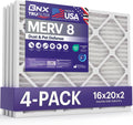 BNX TruFilter 16x20x2 Air Filter MERV 8 (4-Pack) - MADE IN USA – Dust & Pet Defense Electrostatic Pleated Air Conditioner HVAC AC Furnace Filters for Dust, Pet, Mold, Pollen MPR 600 – 700 & FPR 5