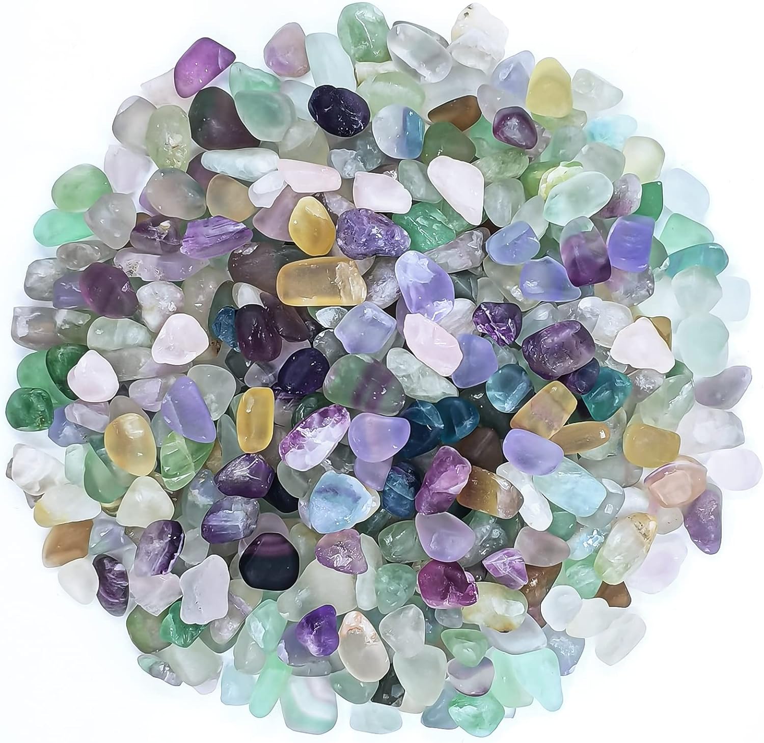 Keedolla 3 LB Fluorite Tumbled Chips Aquarium Fish Tank Gravel, Natural Crystal Quartz Stones Rocks Pebbles for Vase Fillers, Garden, Succulent Plants Decor