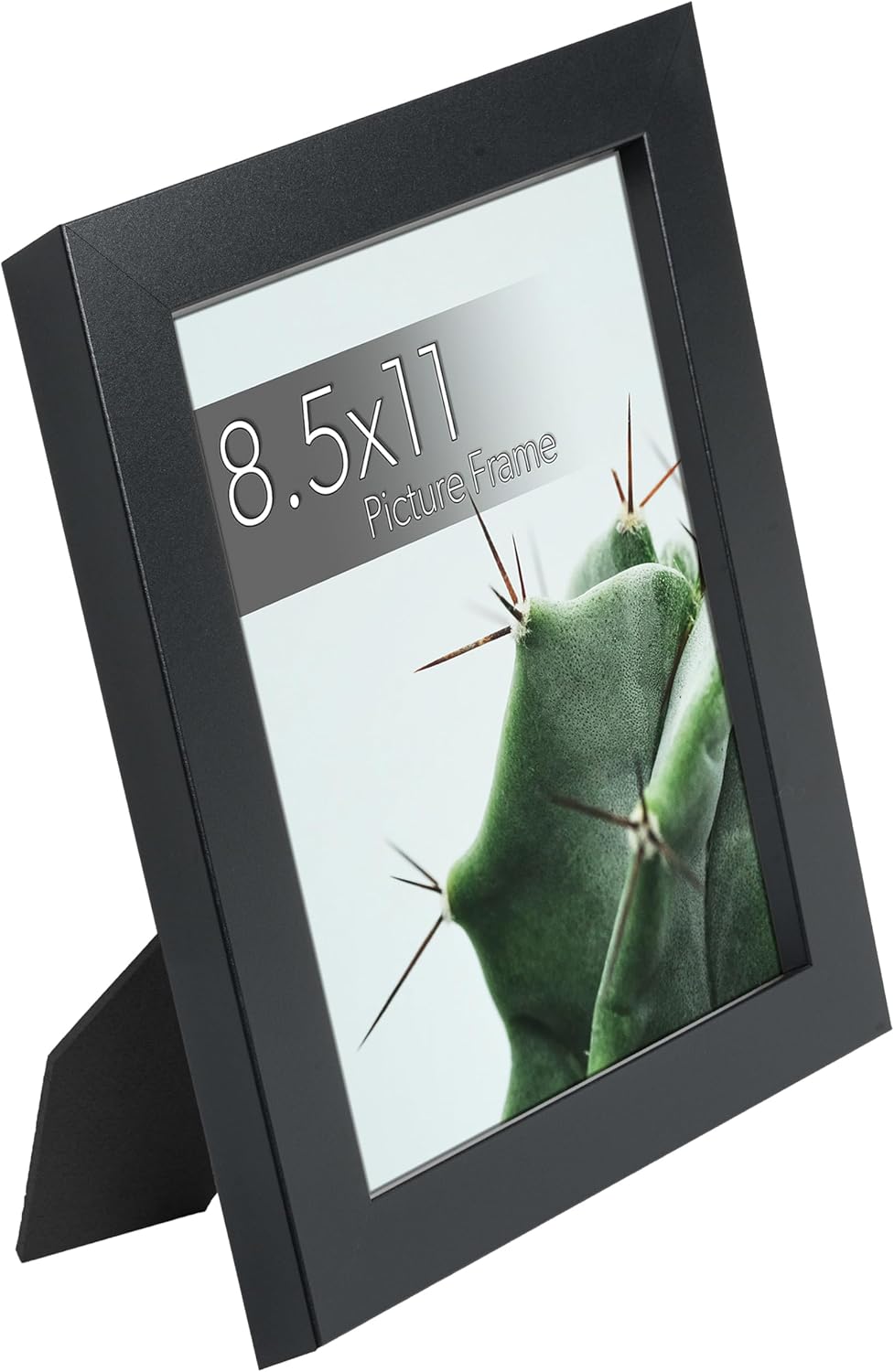 wallsthatspeak Elements 8.5x11 Picture Frame with Easel for Shelf Décor, Black Frame Displays Vertically or Horizontally, Includes High Clarity Glass