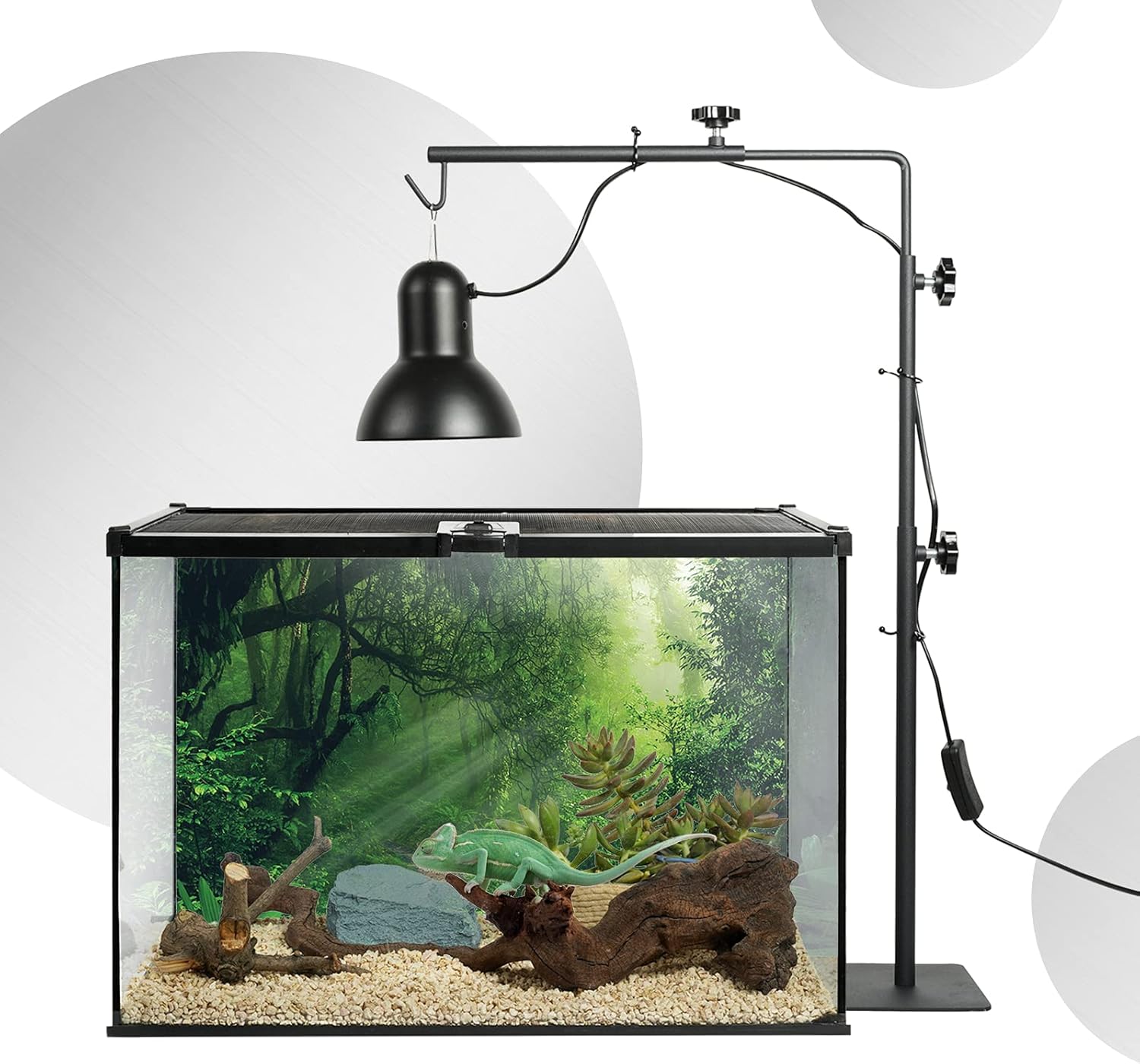 BETAZOOER Reptile Lamp Stand Adjustable 15-31 Inch Floor Light Holder Lamp Hanging Bracket Metal Support for Reptile Glass Terrarium Heating Light