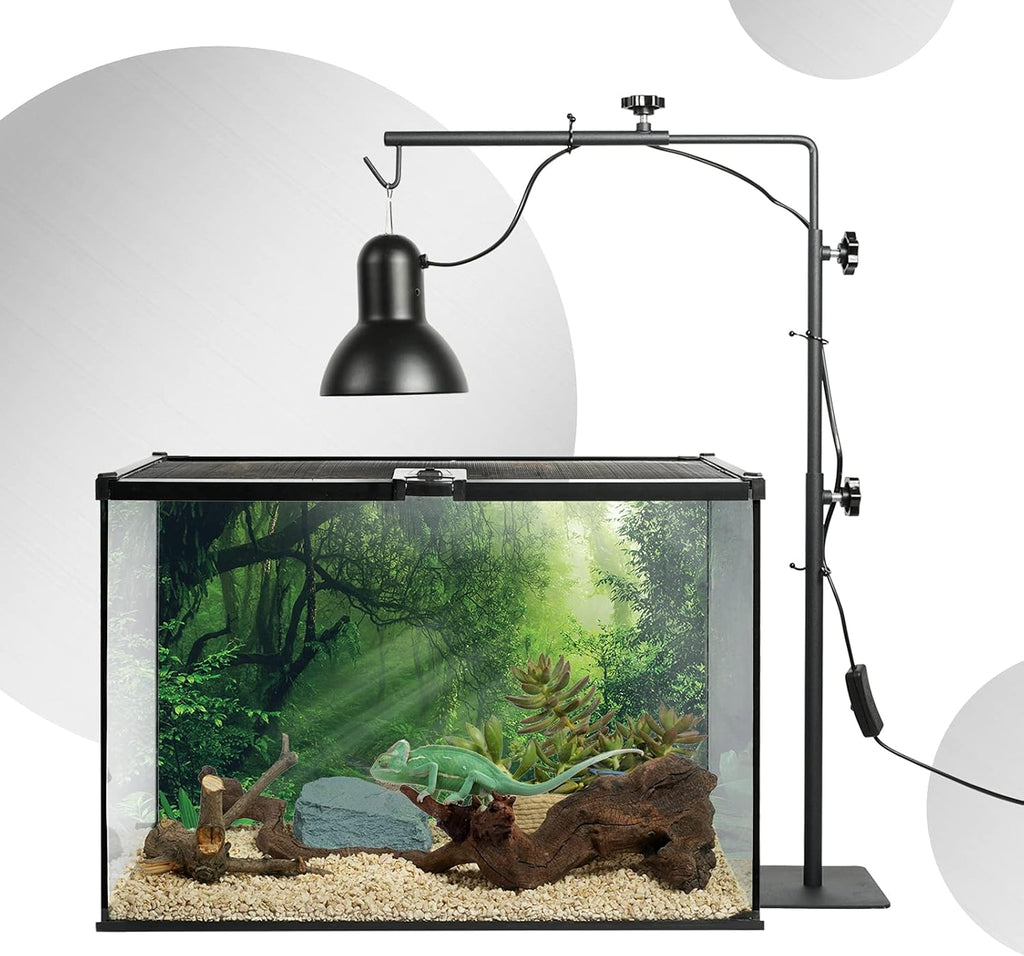 BETAZOOER Reptile Lamp Stand Adjustable Floor Light Holder Stand Landing Lamp Stand Bracket Metal Lamp Support for Reptile Glass Terrarium Heating Light