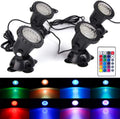 Pond Lights, RGB Outdoor LED Fountain Lights Underwater Landscape Spot Lights IP68 Waterproof Dimmable Memory for Garden Yard Lawn Waterfall (4 Lights)