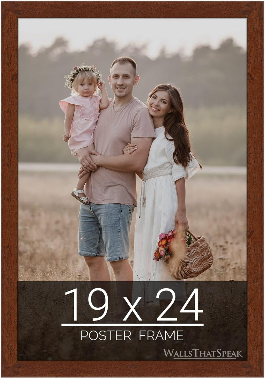 wallsthatspeak 19x24 Dark Walnut Rustic Pine Picture Frame for Puzzles Posters Photos or Artwork