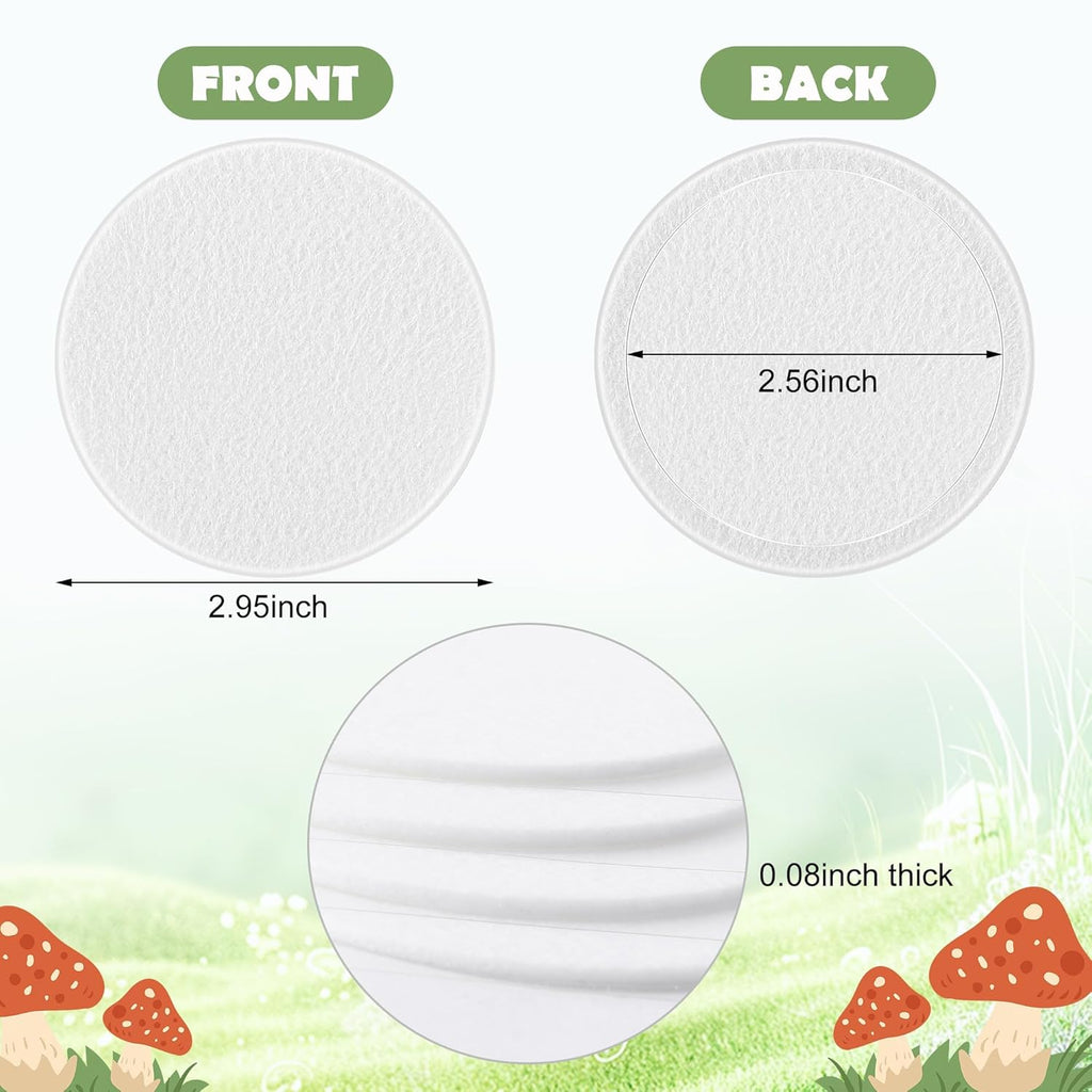 48 Pcs 2.5" Monotub Adhesive Filter Disks-2MM Thick Monotub Filter Discs-Monotub Filters for Mushroom Growing Supplies Filter Pad Replacements