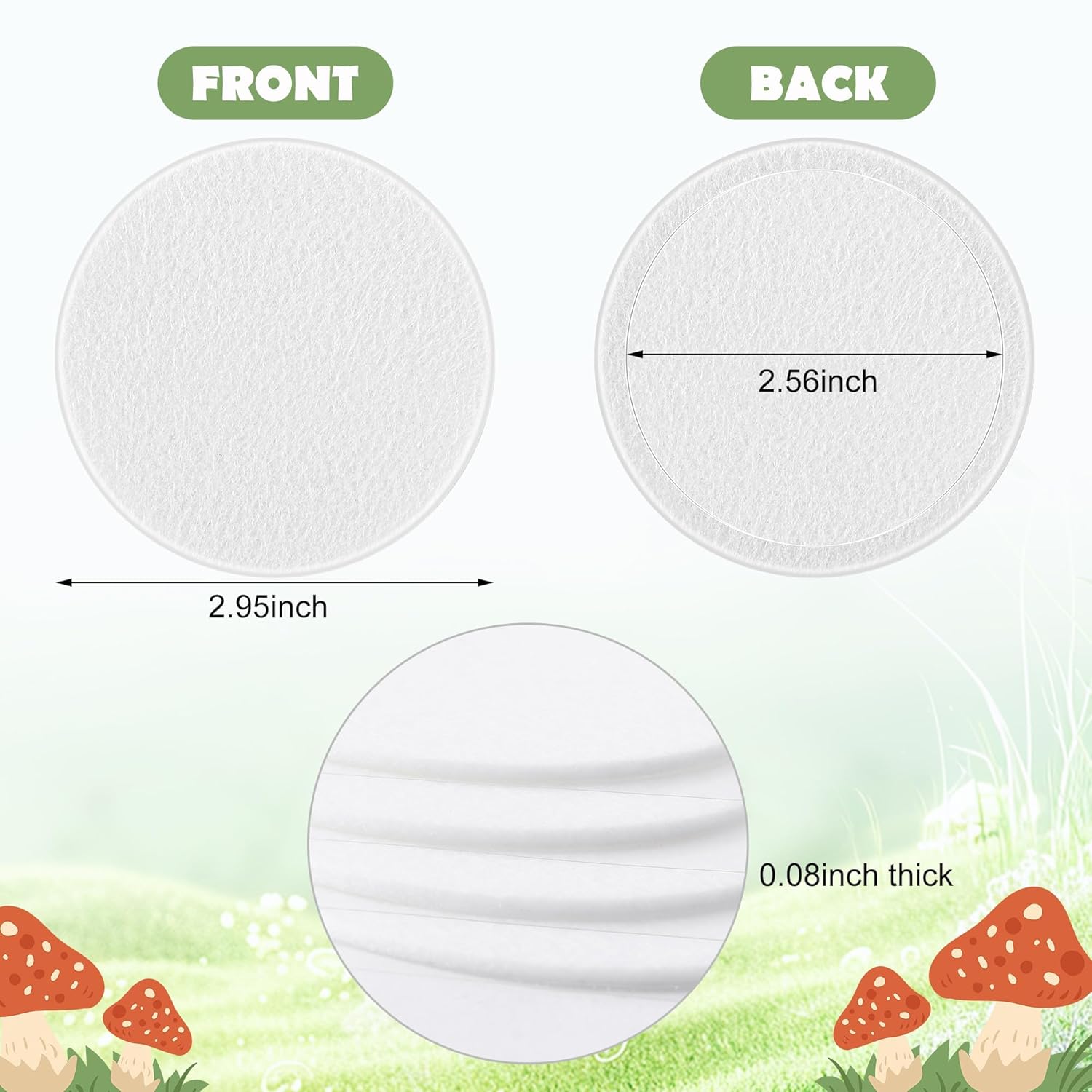 48 Pcs 2.5" Monotub Adhesive Filter Disks-2MM Thick Monotub Filter Discs-Monotub Filters for Mushroom Growing Supplies Filter Pad Replacements