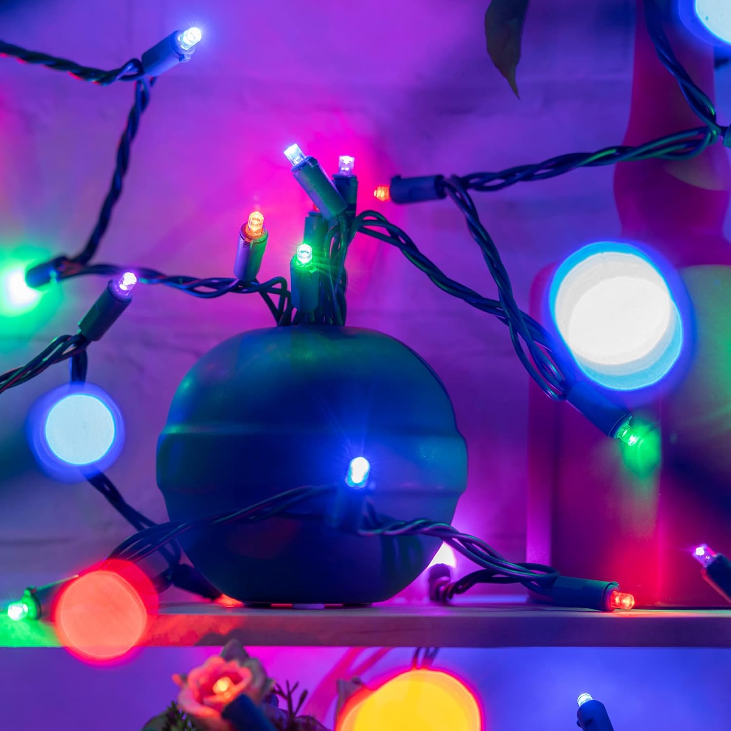 YULETIME 200 Multicolor Wide Angle LED Christmas Lights, 66 Feet Green Wire UL Certified 5mm Holiday String Light Set (Multicolor)