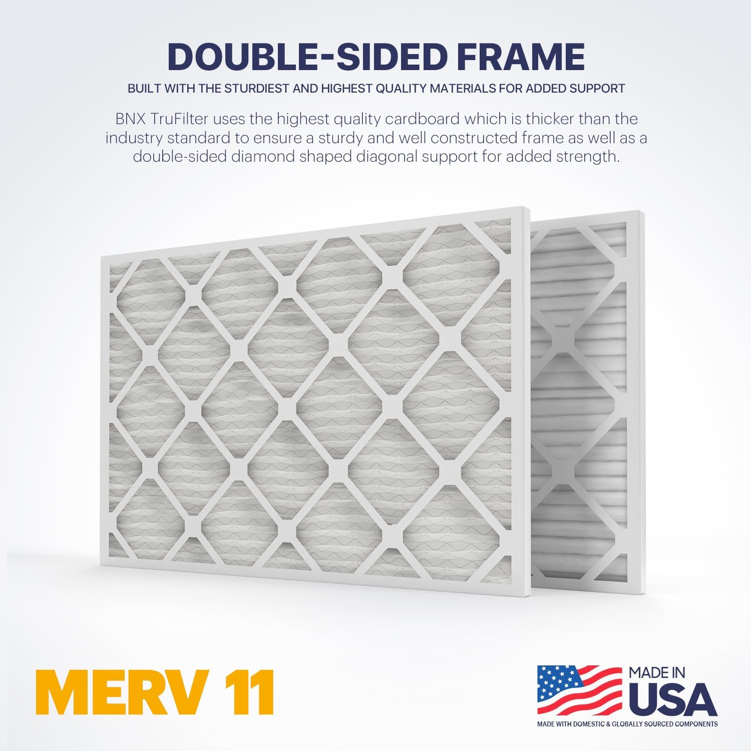 BNX TruFilter 16x30x1 Air Filter MERV 11 (4-Pack) - MADE IN USA - Allergen Defense Electrostatic Pleated Air Conditioner HVAC AC Furnace Filters for Allergies, Dust, Pet, Smoke, Allergy MPR 1200 FPR 7