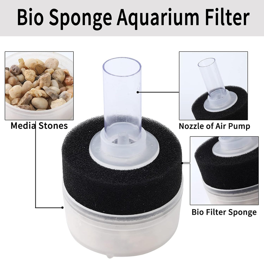 4PCS Air Driven Bio Filter Sponge Aquarium Filter, Bio Sponge Filter, Aqua Flow Sponge, Air Pump Driven, for Breeding Fry Betta Shrimp Fish Tank Aquarium