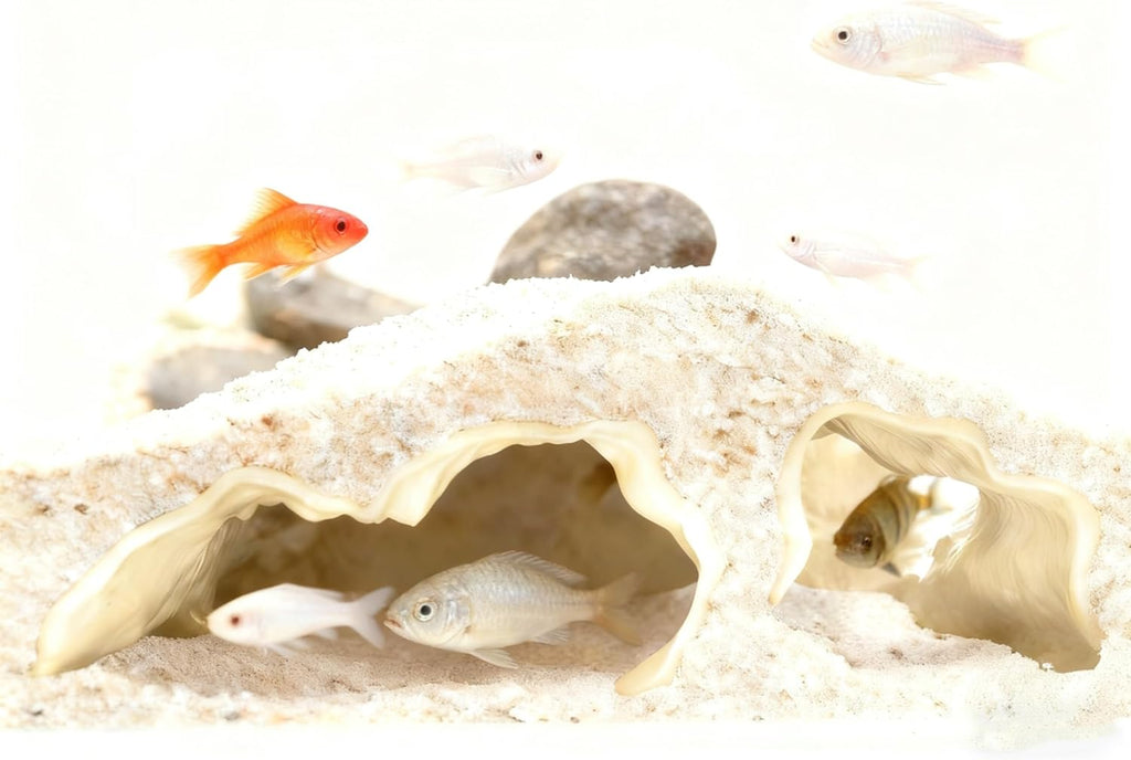 Aquarium Cave Tunnel 3D Printed, 6.7" Under Gravel Fish Hideout, Sinking Substrate-Friendly Decor with Viewing Ports for Pleco, Shrimp & Corydoras