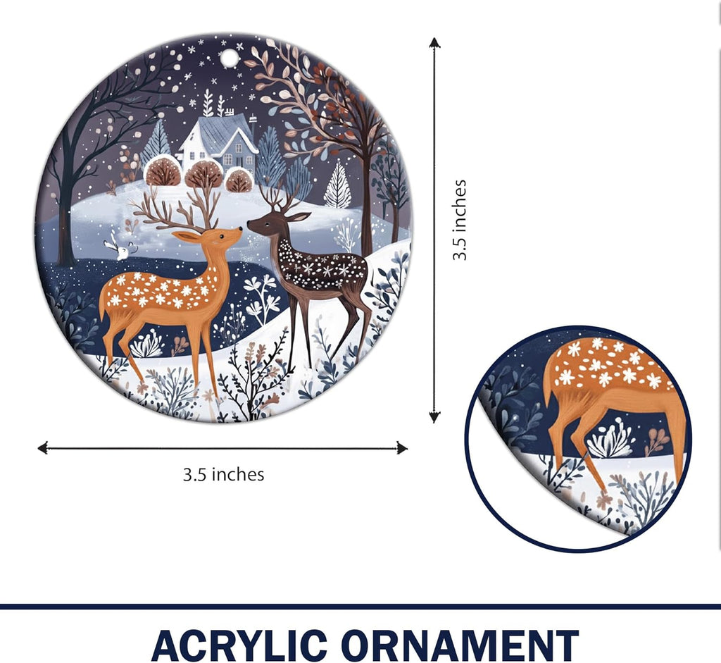 Reindeer Ornaments, Scandinavian Christmas Ornaments, Dated Christmas Ornament 2025, Ornament Keepsake for Women Men and Friends, Reindeer Christmas Decoration Hanging for Family
