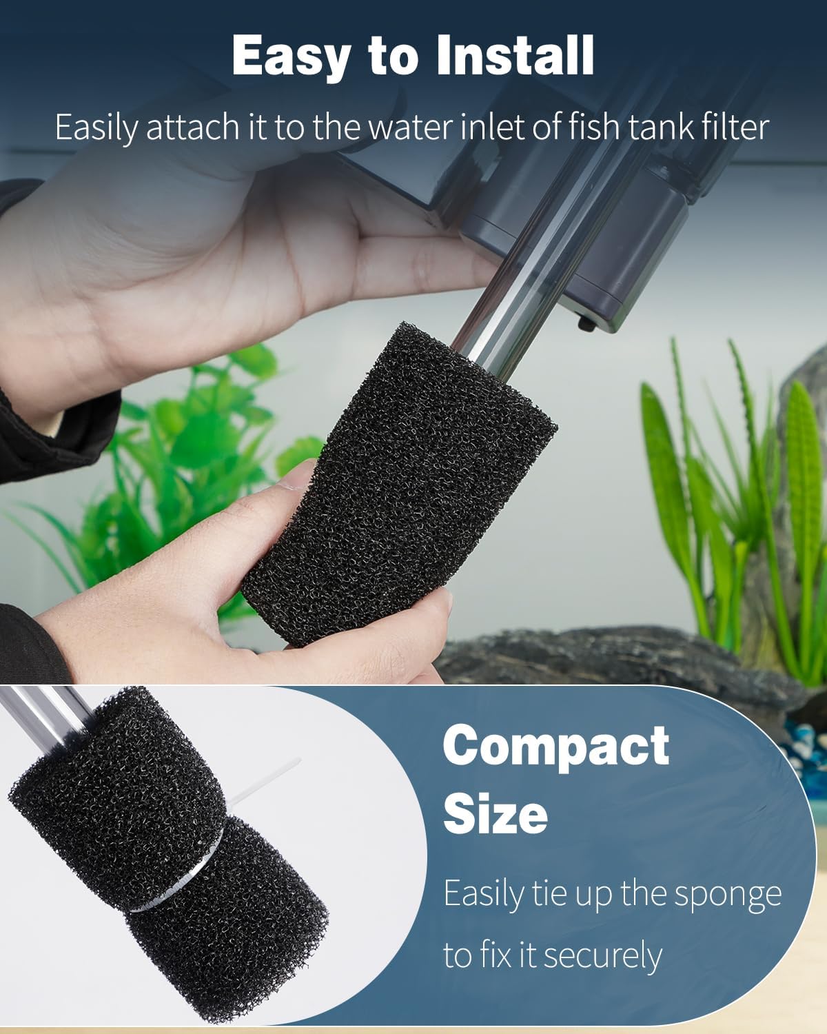 Pawfly 6 Pack Pre-Filter Sponge, Aquarium Filter Sponge 0.8" Intake Sponge Foam Roll for Small Fish Shrimp Fry Fish Tank Covers Accessories