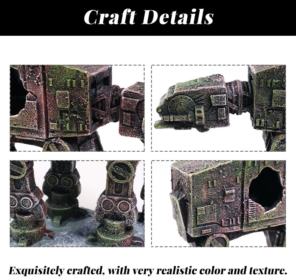 Fish Tank Decorations at-at of Star Wars Aquarium Decorations Betta Fish Tank Accessories for Sleep Rest Hide and Play (M)