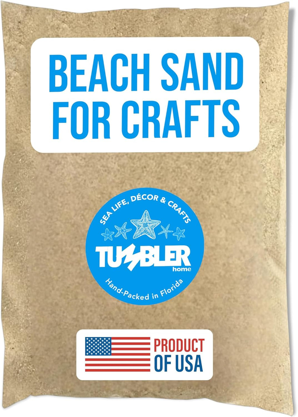 Tumbler Home Real Beach Sand from Florida - 2 Pounds of Fine Decorative Sand for Crafts, Vases, Décor, Weddings, Terrarium, Aquariums, Crafting or Resin Art. Soft & Natural. Made in USA. 2lbs (Beach)