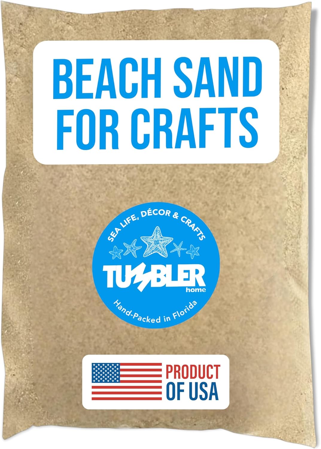 Tumbler Home Real Beach Sand from Florida - 2 Pounds of Fine Decorative Sand for Crafts, Vases, Décor, Weddings, Terrarium, Aquariums, Crafting or Resin Art. Soft & Natural. Made in USA. 2lbs (Beach)