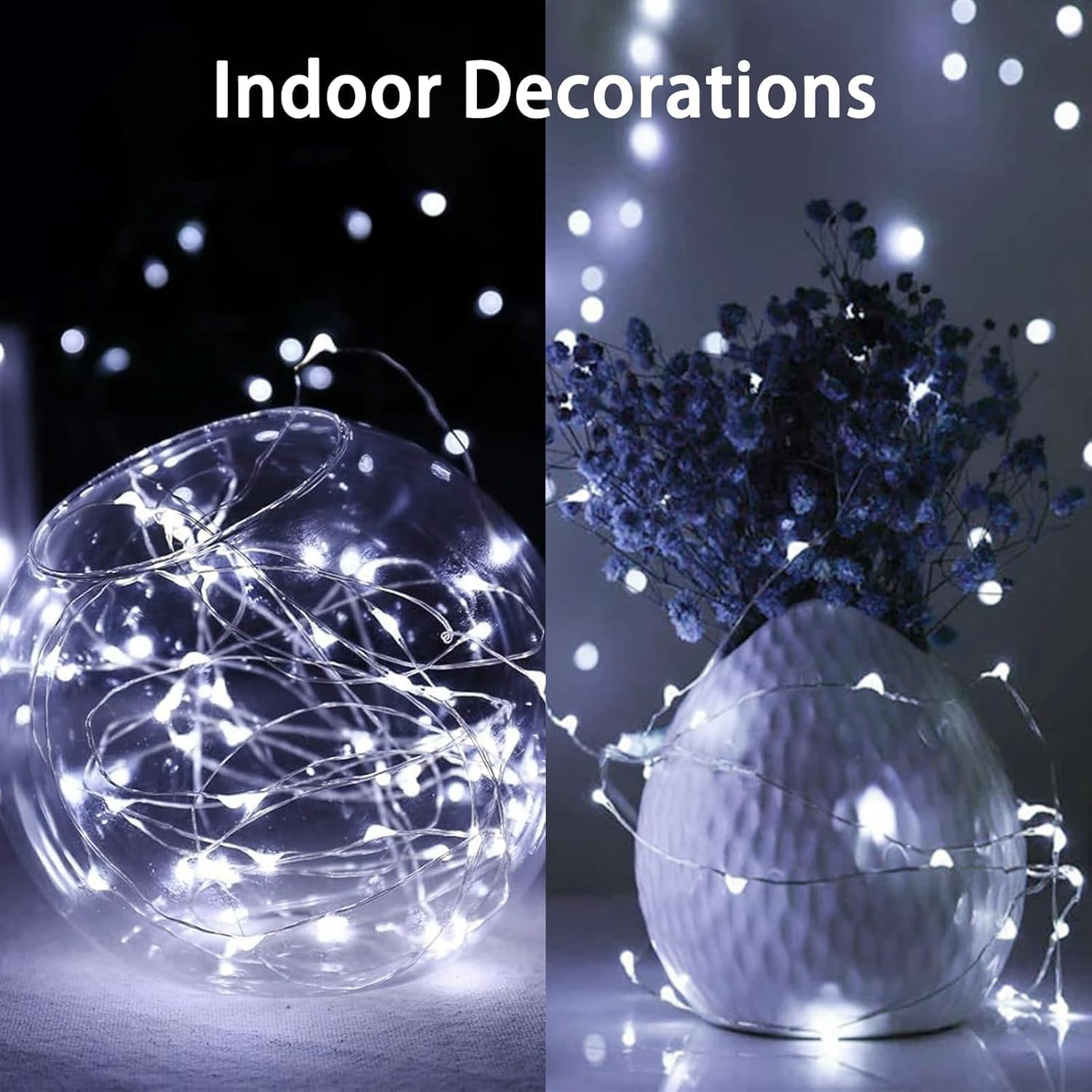 4 Pack Cuttable Fairy Lights Battery Operated, Waterproof 20FT 60LED Twinkle Lights with Timer Indoor Outdoor, Fairy Battery String Light for Bedroom, Classroom, Wedding, Christmas Décor(Cool White)