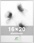 FrameWorks 16x20 Brushed Aluminum Poster Frames – Modern Brushed Metal Design w/Shatterproof Plexiglass, Perfect for Posters, Artwork, Paintings, Wall Displays – Home or Office Decor, Silver - 1 Pack