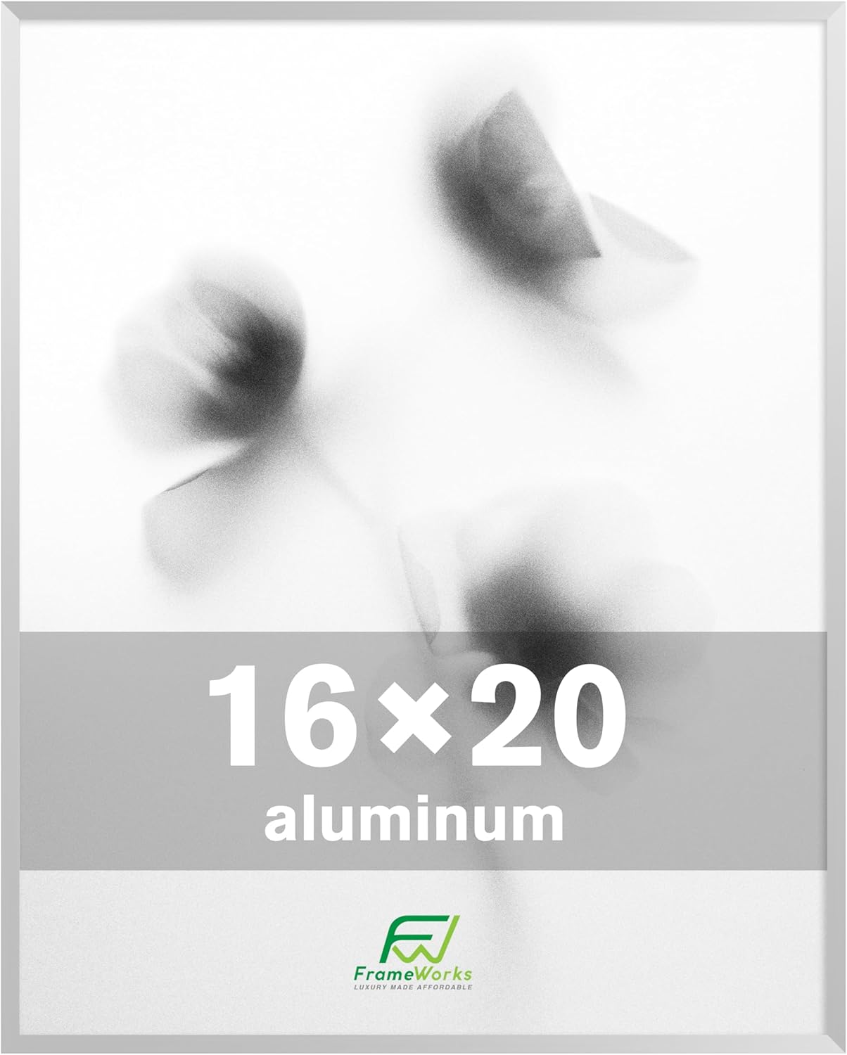 FrameWorks 16x20 Brushed Aluminum Poster Frames – Modern Brushed Metal Design w/Shatterproof Plexiglass, Perfect for Posters, Artwork, Paintings, Wall Displays – Home or Office Decor, Silver - 1 Pack