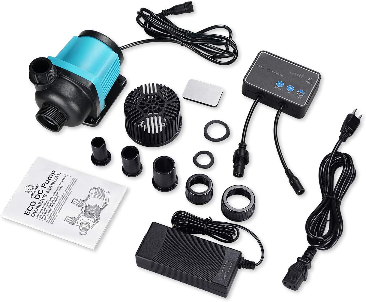 1850GPH 55W16FT Aquarium 24V DC Water Pump with Controller, Submersible and Inline Return Pump for Fish Tank,Aquariums,Fountains,Sump,Hydroponic,Pond,Freshwater and Marine Water Use