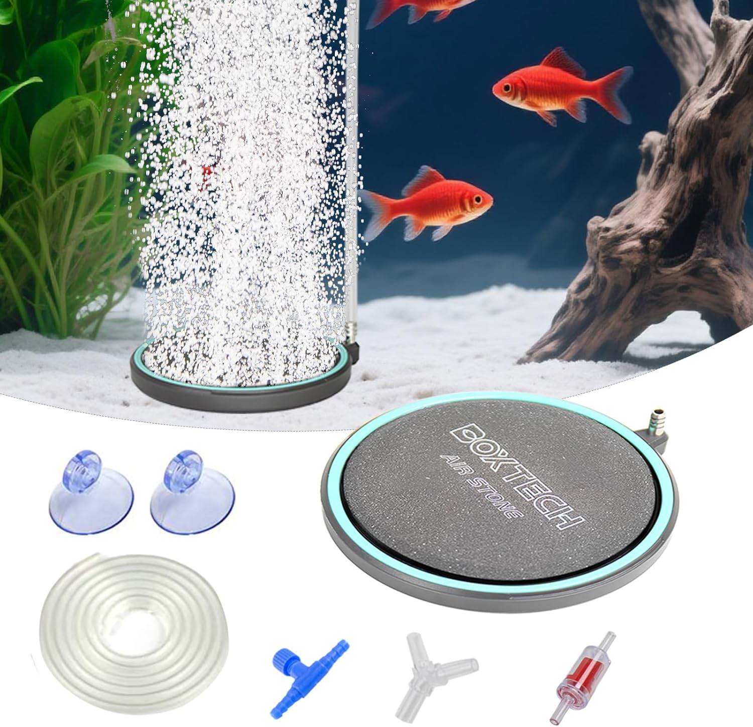 UPETTOOLS Aquarium Air Stone 2.0 Inch Nano Oxygen Diffuser Disc for Ultra-Fine Bubbles, Super Quiet Aeration for Small Fish Tanks, Nano Aquariums & Hydroponic Systems
