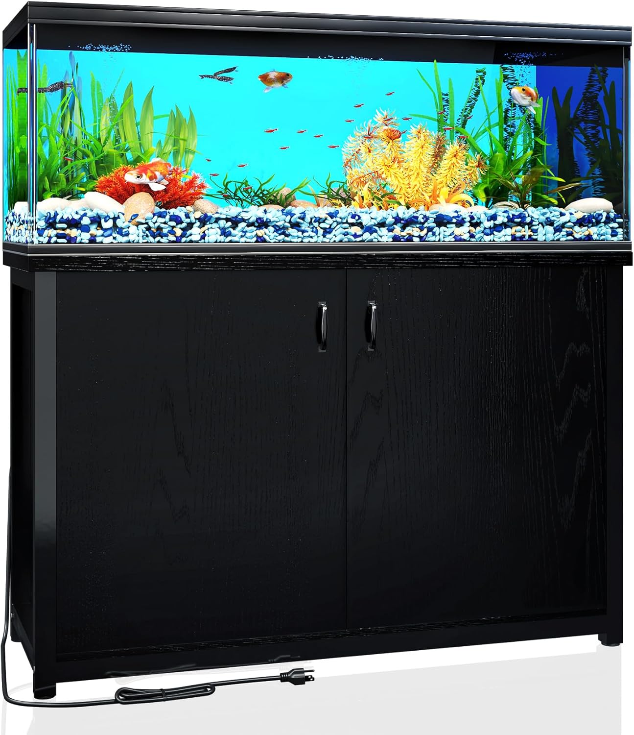 TC-HOMENY 55-75 Gallon Fish Tank Stand, Aquarium Stand with Charging Station and Large Storage Cabinet, 1200LBS Capacity, 5-75 Gallon Tank Stand, Fit for Living Room, 29" L x 16.5" W Tabletop