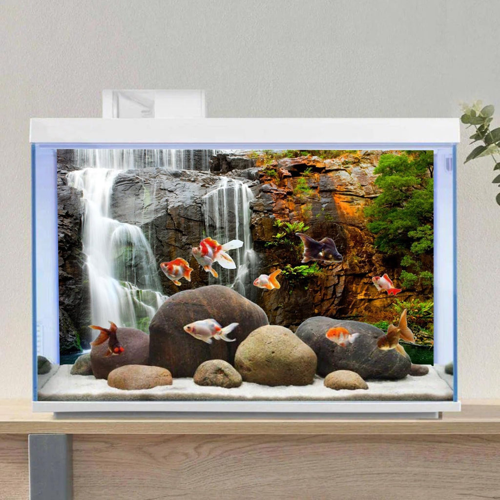AWERT 24x16 inches Waterfall Terrarium Background Tropical Aquarium Background Mountain Lake Reptile Habitat Background