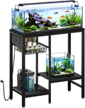 Livofloral 20 Gallon Fish Tank Stand with Power Outlet, Metal Aquarium Stand with Adjustable Shelves, Ample Storage for Filter and Fish Tanks Accessories, Reptile Tank Stands, 660 LBS, Black