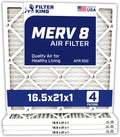 Filter King 16.5x21x1 Air Filter | 4-PACK | Carbon MERV 8 HVAC Pleated A/C Furnace Filters | MADE IN USA | Actual Size: 16.5 x 21 x .75"