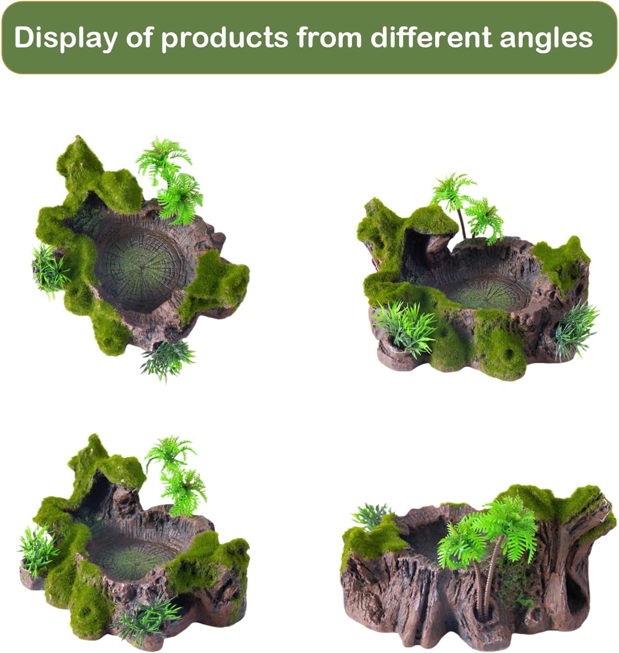 QIRMIZI Reptile Decor, Plastic Reptile Platform with Artificial Plants - Basking Habitat Decor for Lizard, Turtle, Frog, Snake