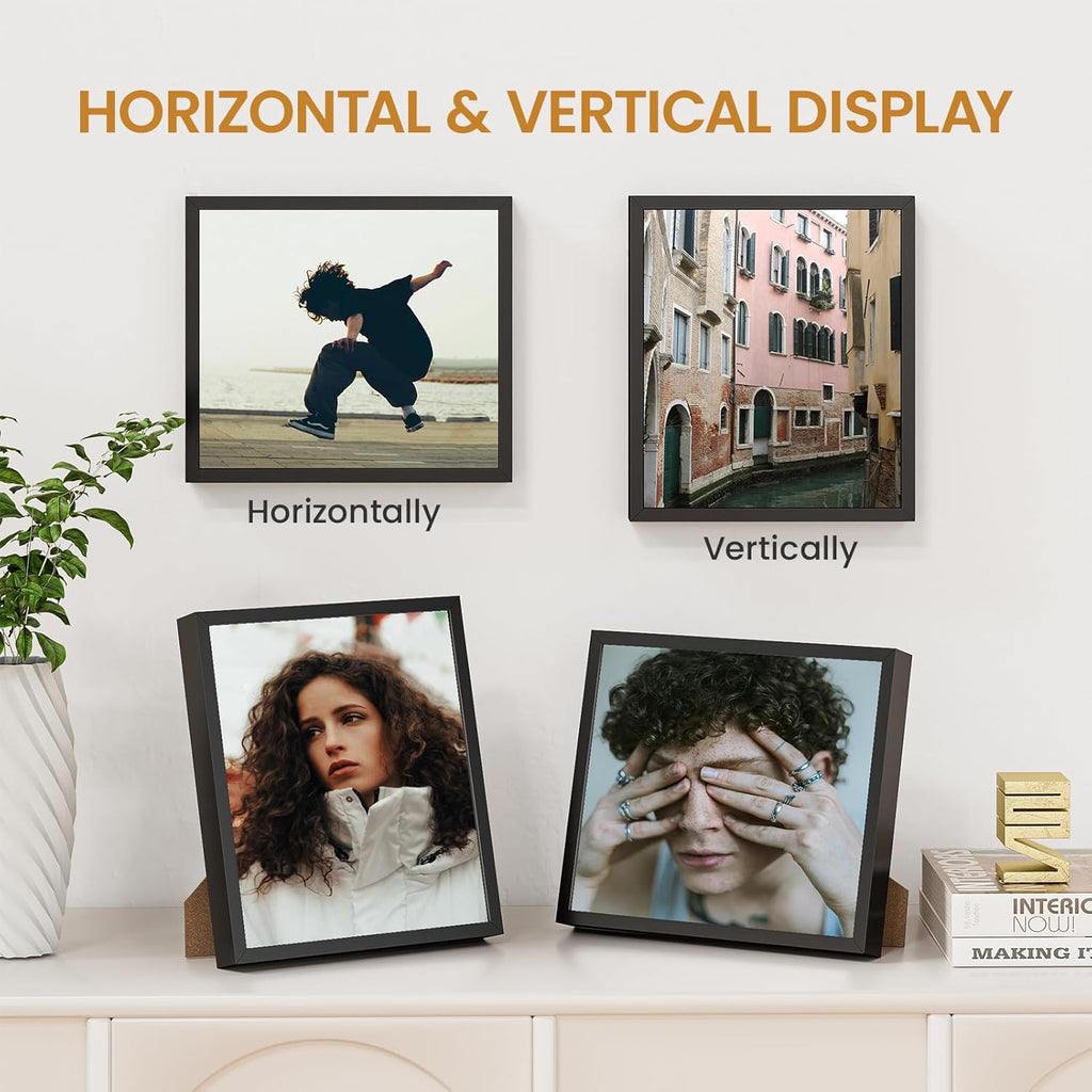 7x8 Aluminum Metal Picture Frame,Tempered Glass Black Photo Frame 7x8 for Family Photo,Posters,Art,Document to Wall Mount Horizontally or Vertically